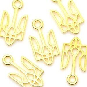 4 Ukraine Trident National Symbol Gold Plated Slava Ukraini Charms